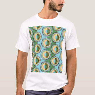 Camiseta Flores dobladas: patrón retro azul-verde.