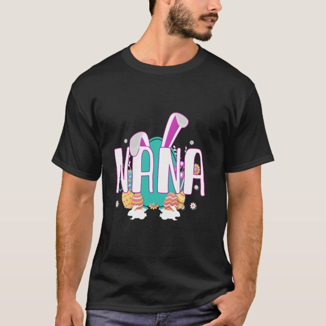 Camiseta Flores dulces Nana Bunny Leopard Día de la Madre (Anverso)