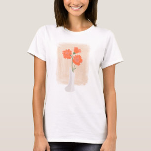 Camiseta Flores Elegantes de Acuarela en Jarrón