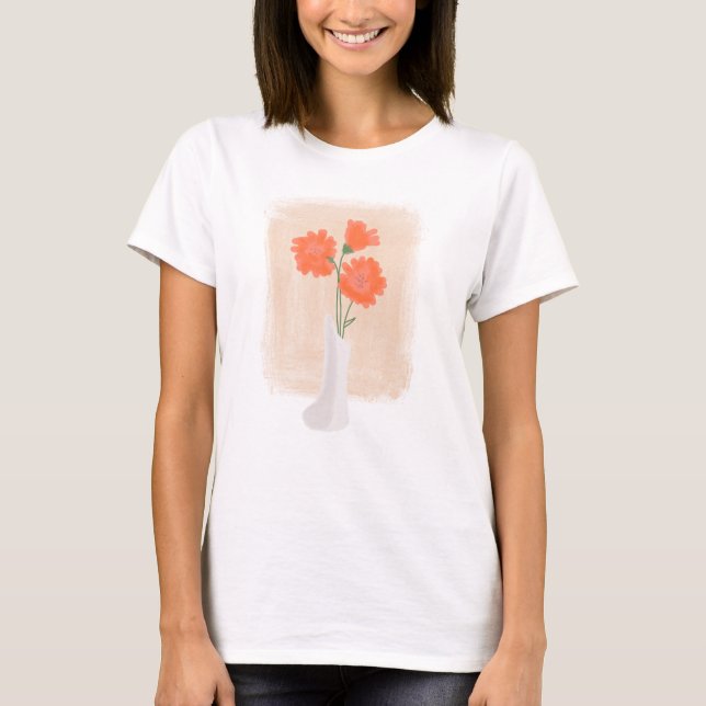 Camiseta Flores Elegantes de Acuarela en Jarrón (Anverso)