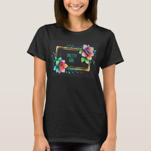 Camiseta Flores en acuarela - Marco dorado 34 + tu texto
