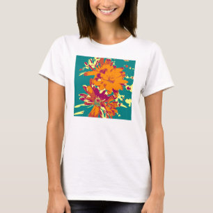 Camiseta Flores en el fondo azul