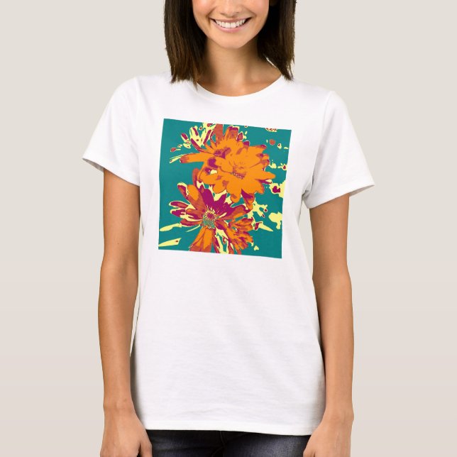 Camiseta Flores en el fondo azul (Anverso)