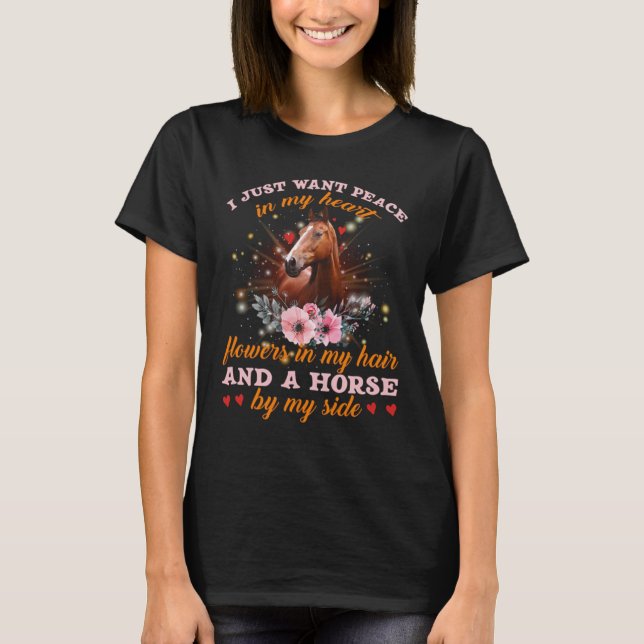 Camiseta Flores En El Pelo Y Un Caballo A Mi Lado (Anverso)