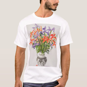 Camiseta Flores en un jarro blanco y negro