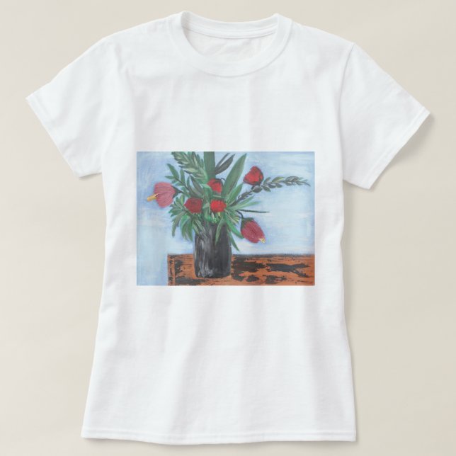 Camiseta Flores en un jarrón (Diseño del anverso)