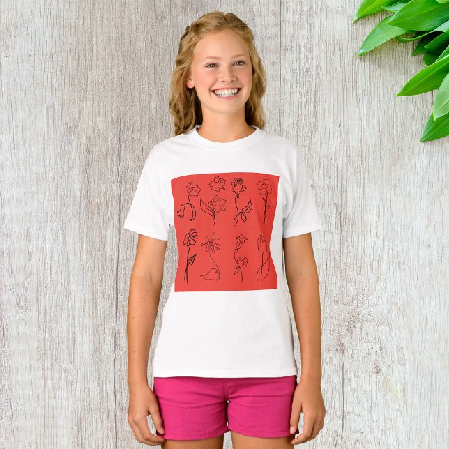Camiseta Flores esbozadas (Subido por el creador)