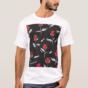 Camiseta Flores estilizadas: Elegancia de patrones de época