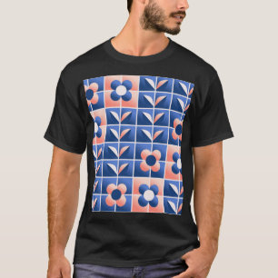 Camiseta Flores estilizadas retro: patrón mosaico.
