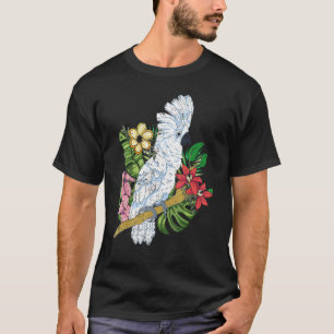 Camiseta Flores exóticas Loro tropical Cockat de aves