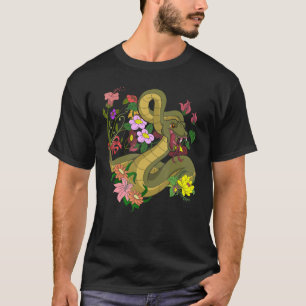 Camiseta Flores exóticas reptiles serpiente animal depredad