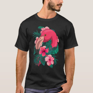 Camiseta Flores exóticas Zoo Bird Tropical Animal Pink Flam
