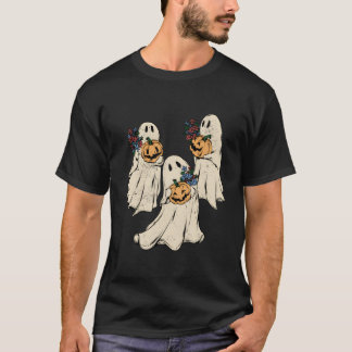 Camiseta Flores Fantasmales Halloween Temporada Espeluznant