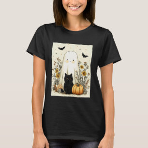 Camiseta Flores fantasmales y gato de Cottagecore