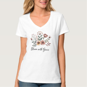 Camiseta Flores florales blancas de color vintage