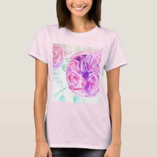 Camiseta Flores florales de color rosa rosa de color azul R