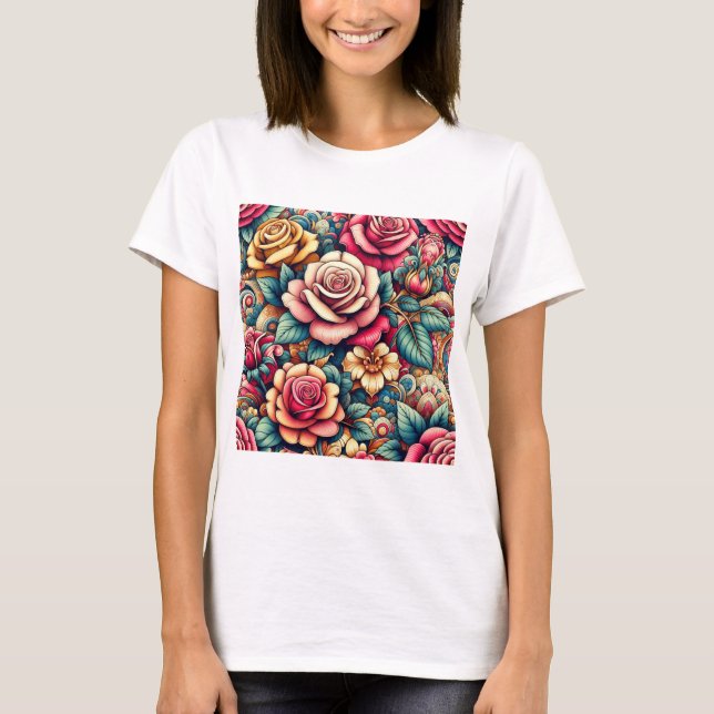 Camiseta Flores florales de colores (Anverso)