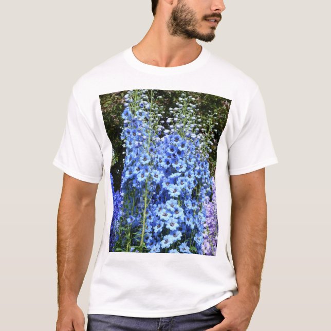 Camiseta Flores Florales de Delfino Azul Naturaleza del Jar (Anverso)