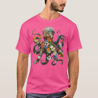 Camiseta Flores Florales De Octopus Scuba Jardín De Buceo Y