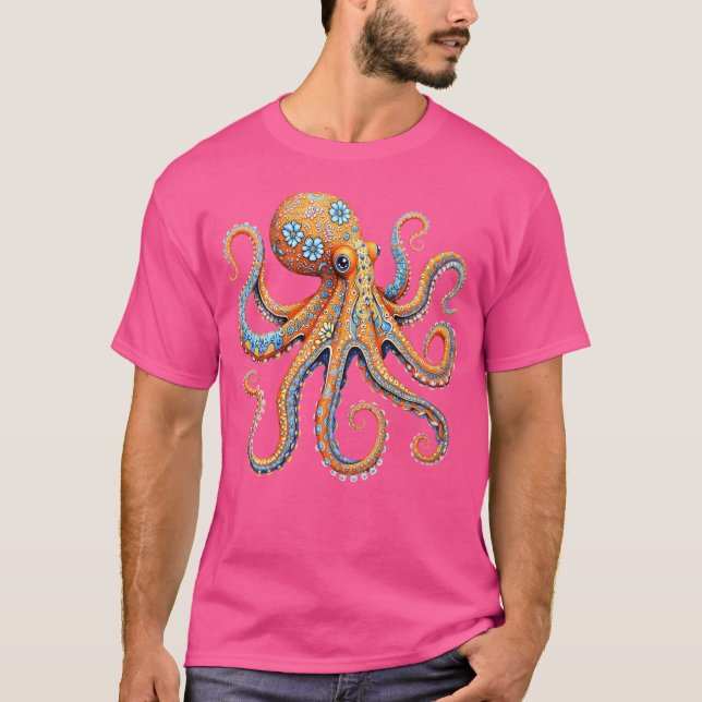 Camiseta Flores Florales De Octopus Squid Kraken Scuba Buce (Anverso)