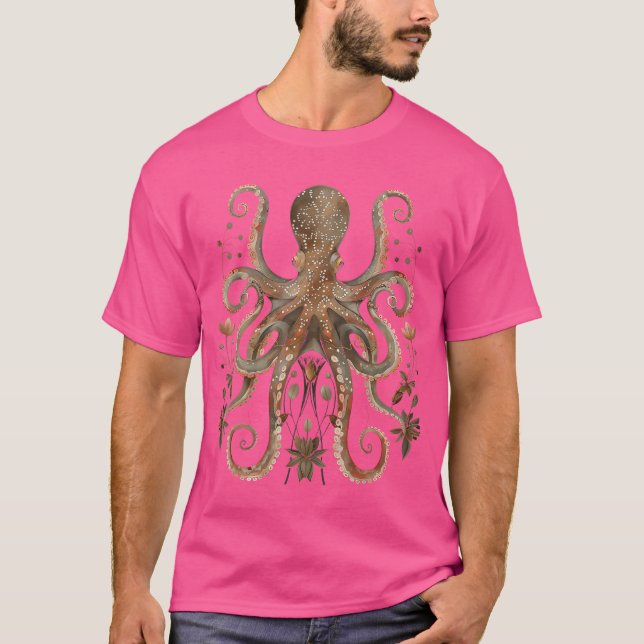 Camiseta Flores Florales De Octopus Squid Kraken Scuba Buce (Anverso)