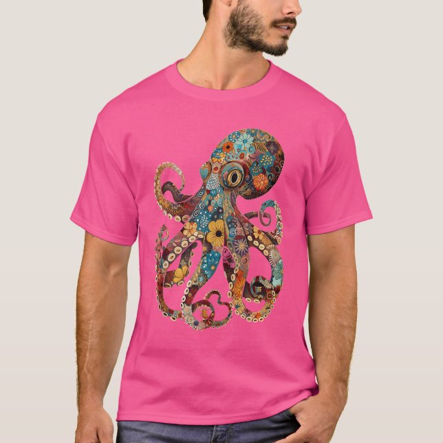 Camiseta Flores Florales De Octopus Squid Kraken Scuba Buce (Anverso)