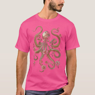 Camiseta Flores Florales De Octopus Squid Kraken Scuba Buce