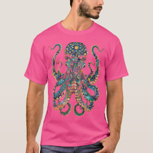 Camiseta Flores Florales De Octopus Squid Kraken Scuba Buce