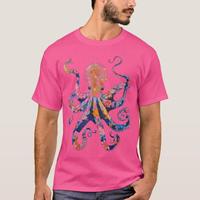 Camiseta Flores Florales De Octopus Squid Kraken Scuba Buce (Anverso)