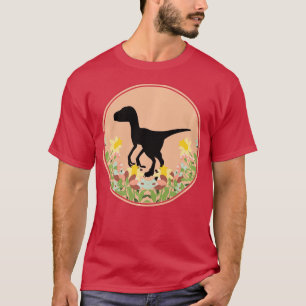 Camiseta Flores florales de Raptor Velociraptor Dino Dinosa
