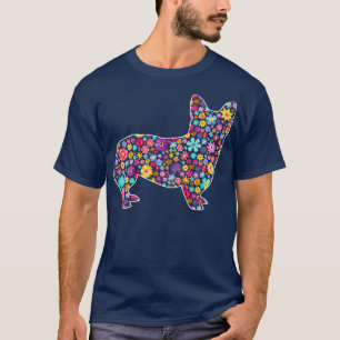 Camiseta Flores florales divertidas Corgi Día de Pascua Per