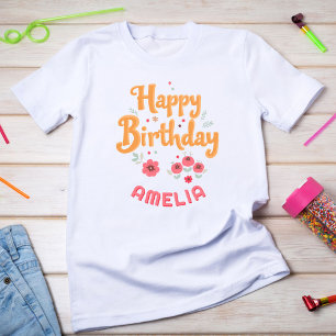 Camiseta Flores florales Felices Manitas de Cumpleaños