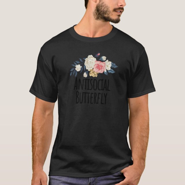 Camiseta Flores florales Flores antisociales Mariposa Flora (Anverso)
