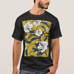Camiseta Flores florecientes: Amarillo Vintage sin foco.