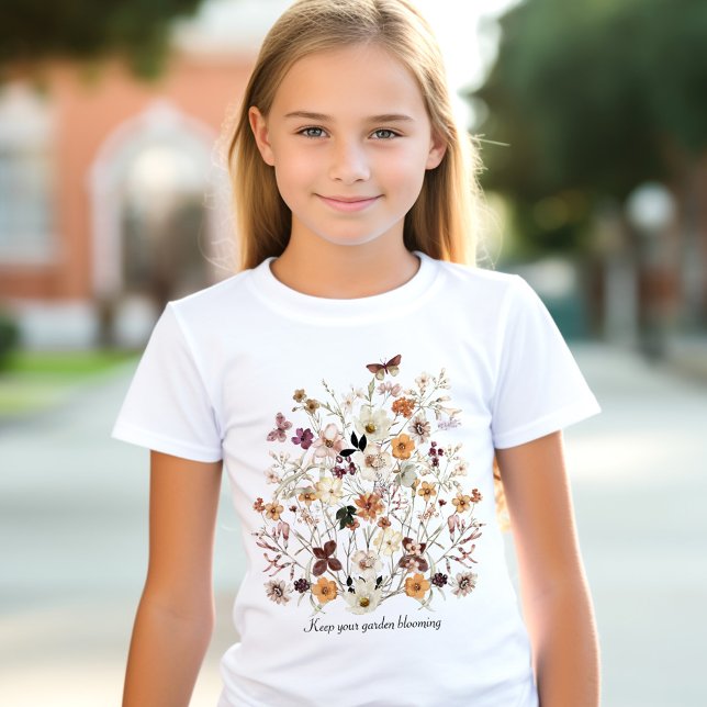 Camiseta Flores Flores Silvestres Presionadas Nombre Chicas (Pressed Flowers Wildflowers Name Cottagecore Girls T-Shirt)
