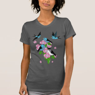 Camiseta Flores folclóricas/flores primaverales de las aves