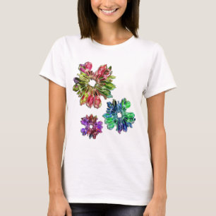 Camiseta flores fractales abstractas 2D