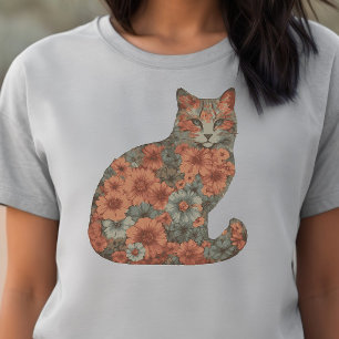 Camiseta Flores, gatos, flores, gatos, flores y gato