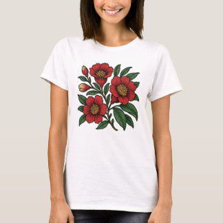 Camiseta Flores granadas diseño gráfico de estilo vintage