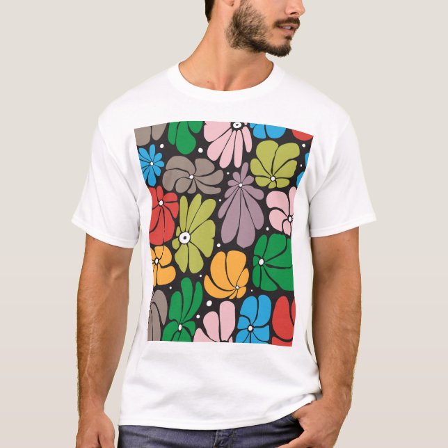 Camiseta Flores grandes sin foco retro floral (Anverso)