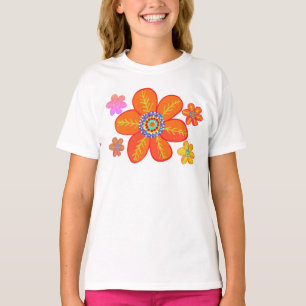 Camiseta Flores Guay de Naranja rojo