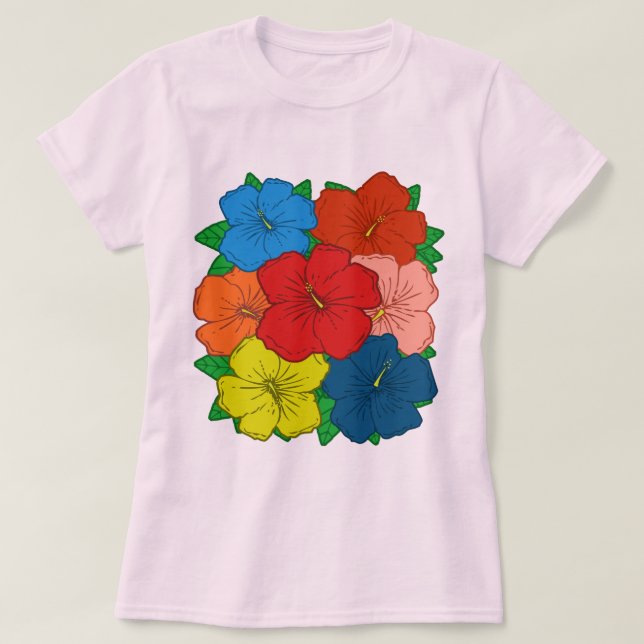 Camiseta Flores Hibiscus #7 (Diseño del anverso)