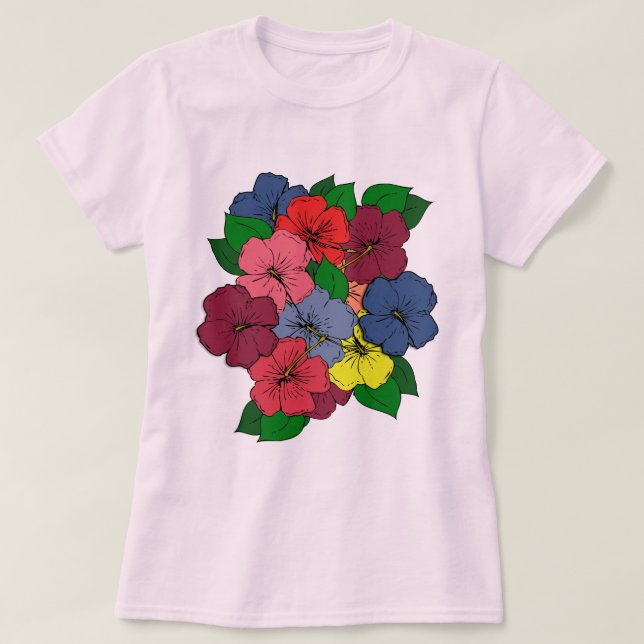 Camiseta Flores Hibiscus #8 (Diseño del anverso)
