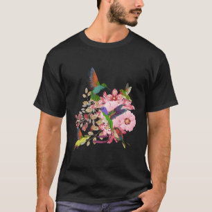 Camiseta Flores Hummingbird Floral Bird Animal Hummingbird