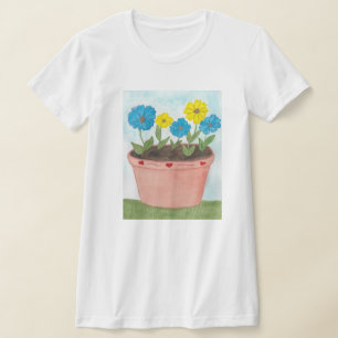 Camiseta Flores Imaginarias en Maceta con Corazones