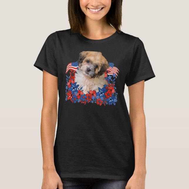 Camiseta Flores independientes de Shichon Perro Bandera Ame (Anverso)