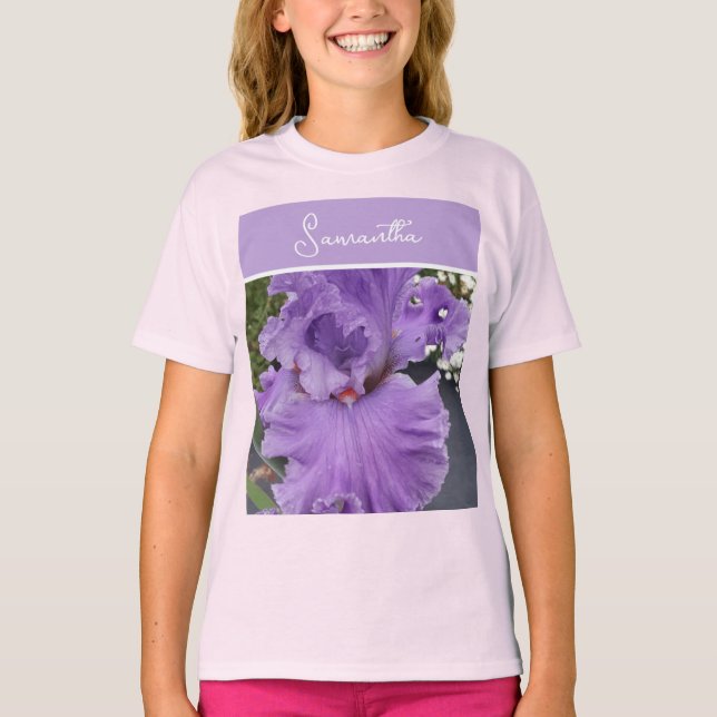 Camiseta Flores Iris Flores Lavanda Púrpura Flor Lilac Flor (Anverso)