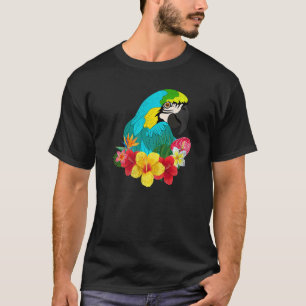Camiseta Flores Loro de macao tropical de jungla de aves