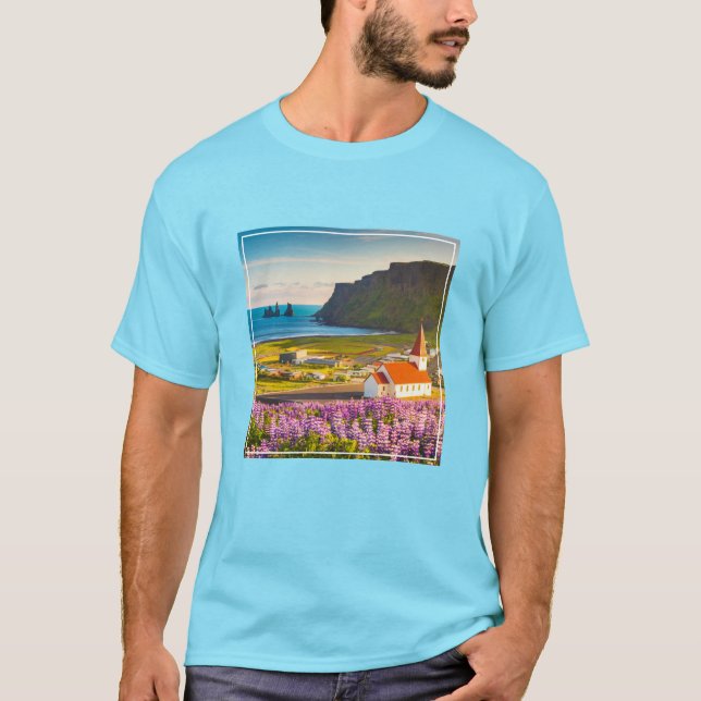 Camiseta Flores | Lupines en flor en el sur de Islandia (Anverso)