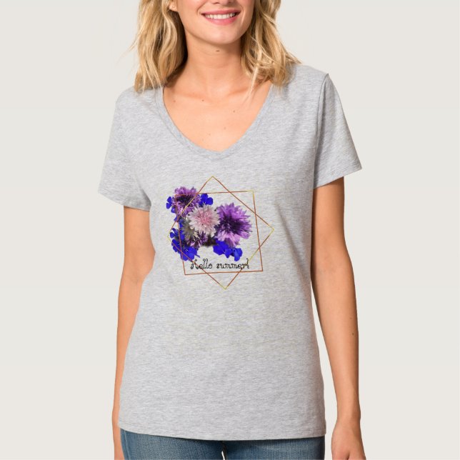 Camiseta Flores modernas azules (Anverso)